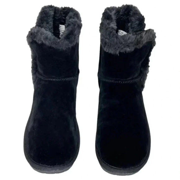 Sugar Polly Black Velvet Faux Fur Trim Womens Ankle Boots Size 7M - Picture 4 of 15